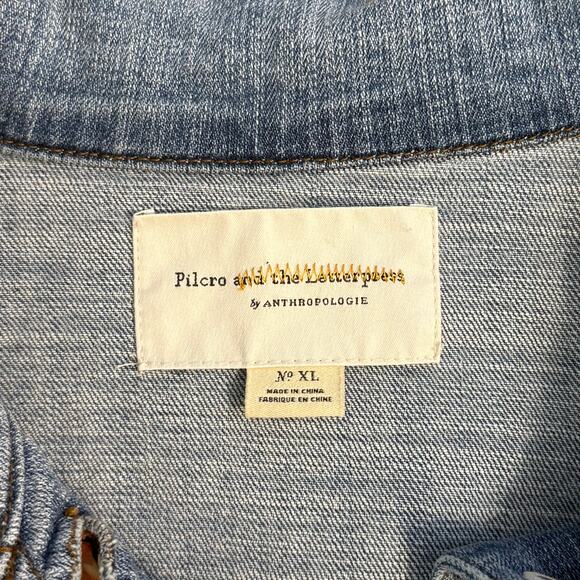 Pilcro and the Letterpress Anthropologie Embellished Denim Jean Jacket Size XL - Picture 6 of 12